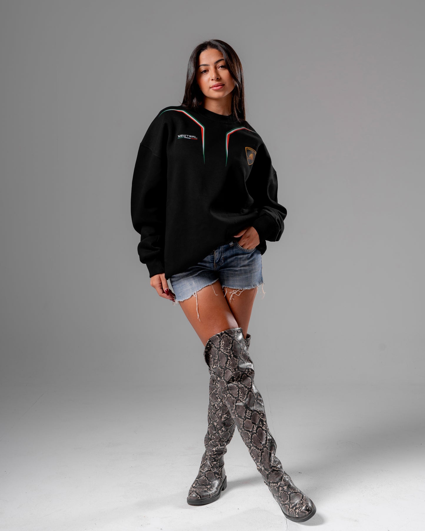 Jet-black Lamborghini Crewneck