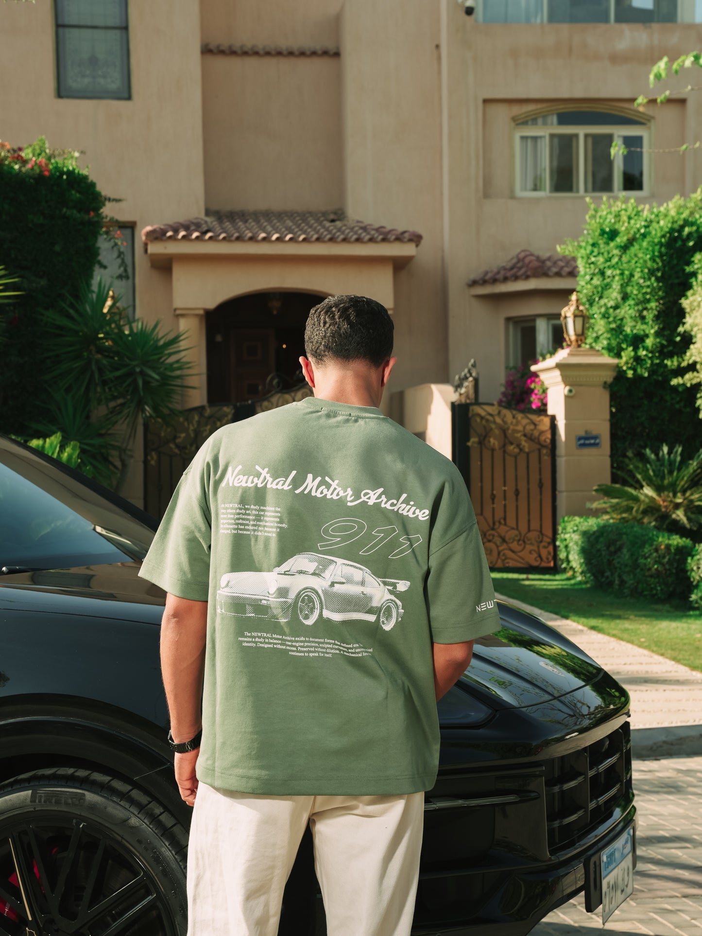 Porsche 911 Motor Archive Tee Olive