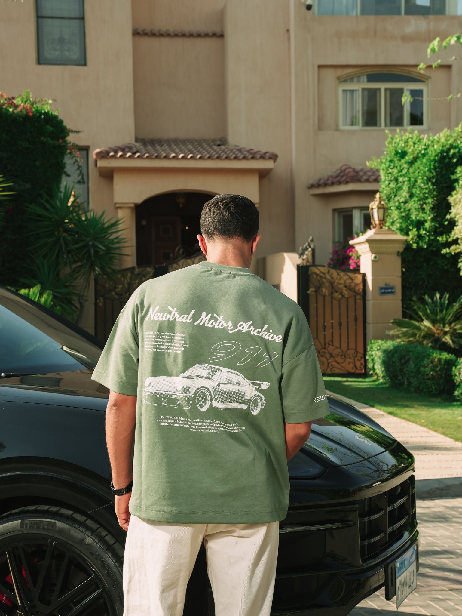 Porsche 911 Motor Archive Tee Olive