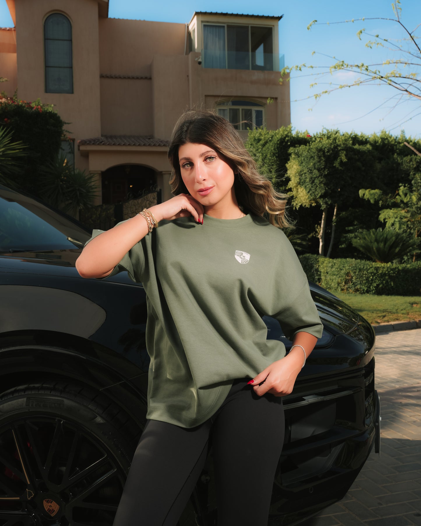 Porsche 911 Motor Archive Tee Olive