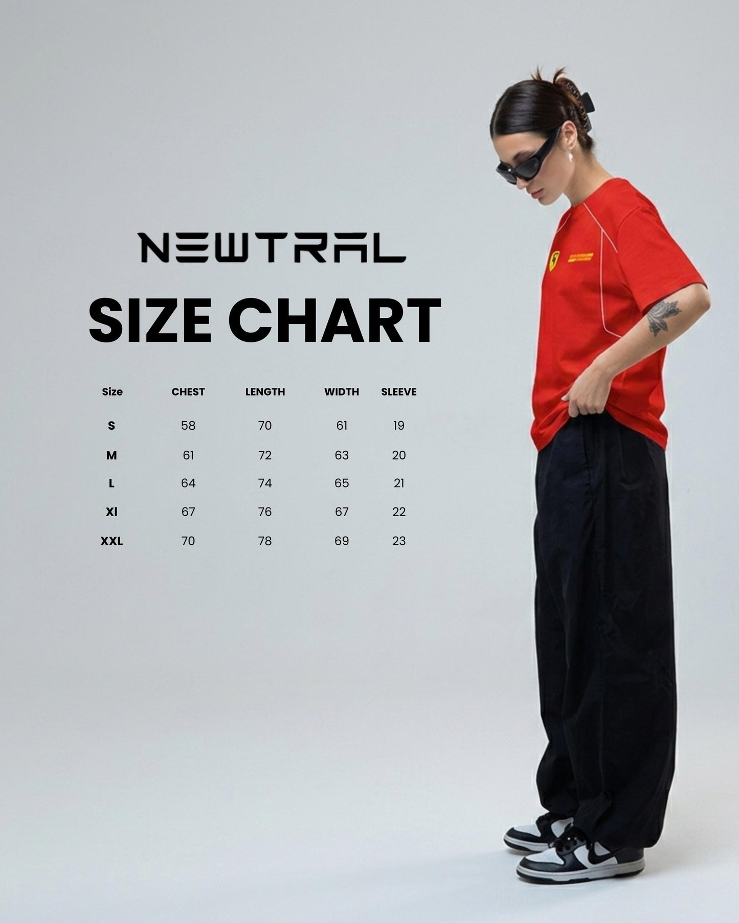 Newtral size chart (cm)